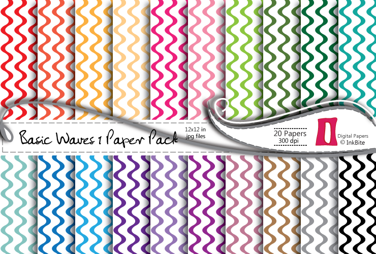 InkBite Designs Basic Waves 1 Paper Pack