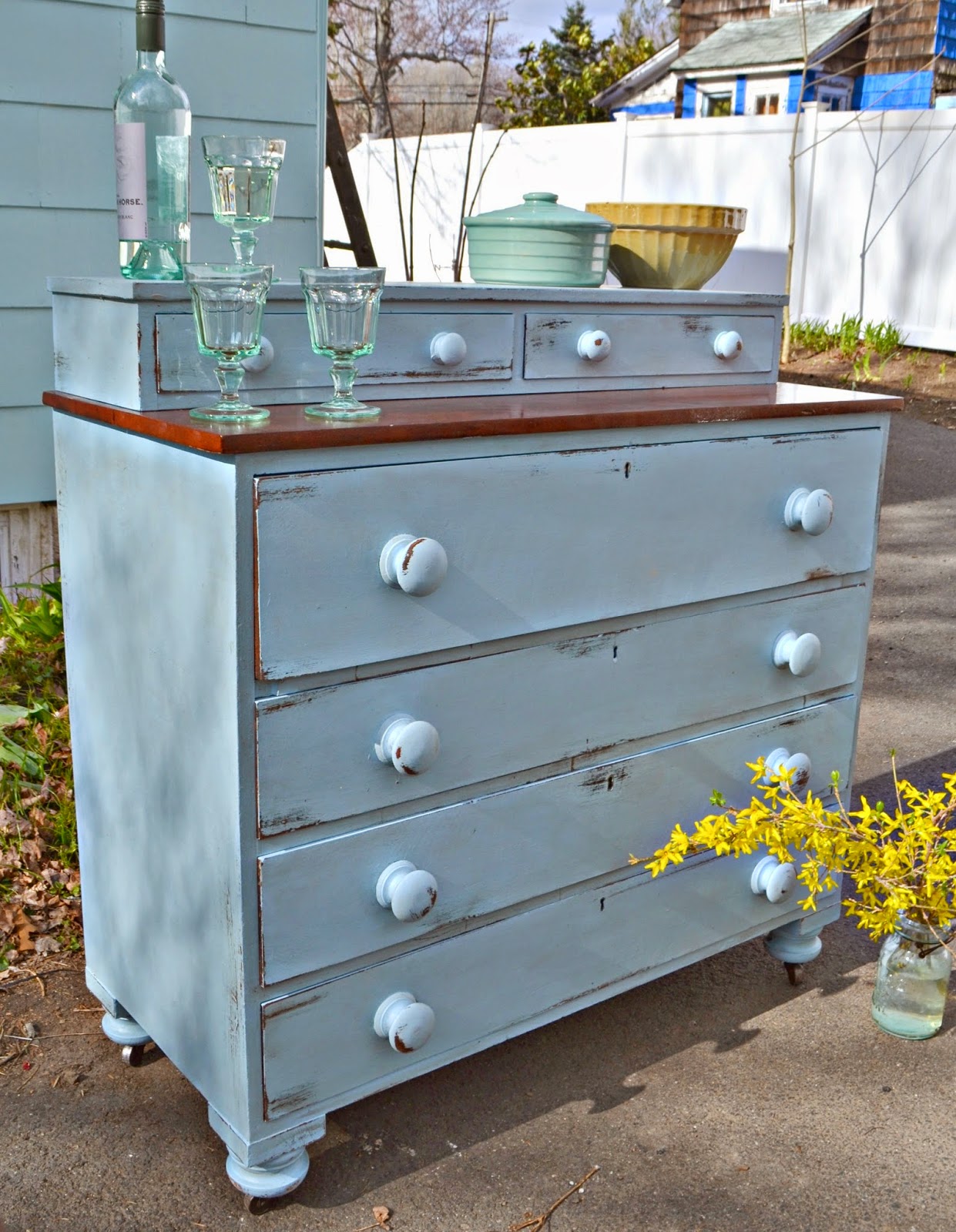 Heir and Space An Antique Dresser in Powder Blue