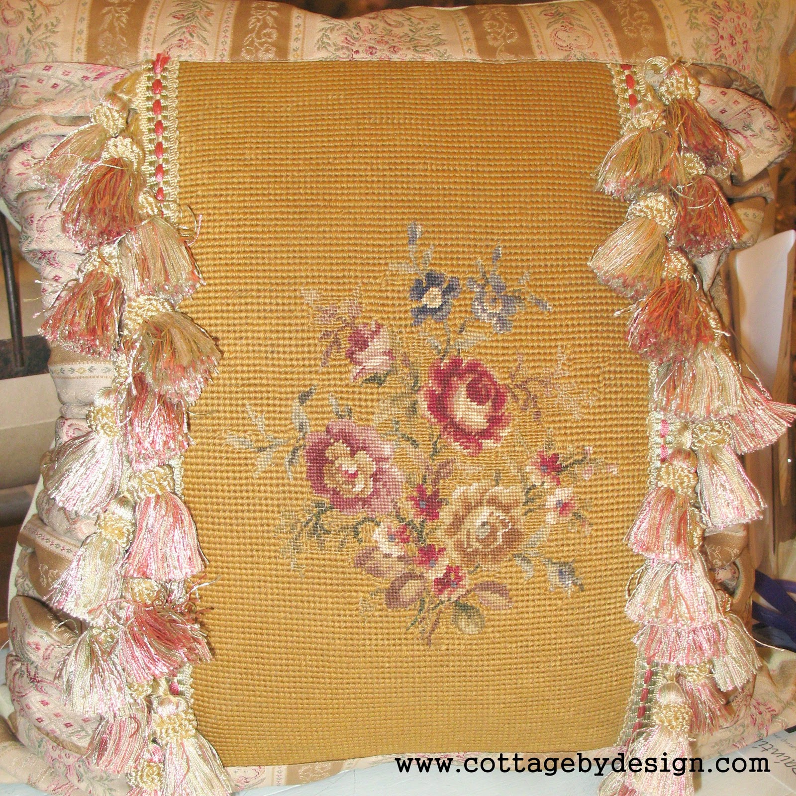 Cottage by Design with Trish Banner Vintage Needlepoint Pillows