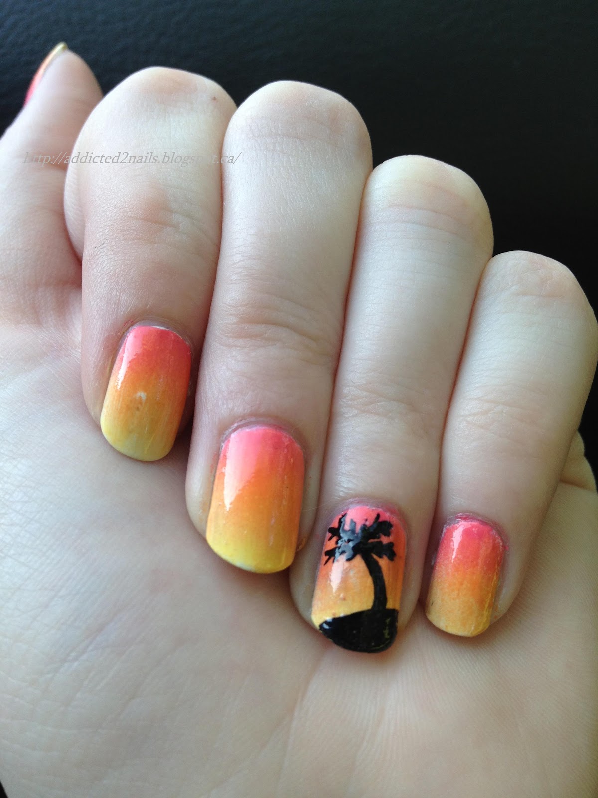 Nail Polish Addict Only 45 More Days Till Hawaii I M Dying Here Haha Hawaiian Themed Nail Art Will Hold Me Over Until We Leave Used Sally Hansen S Mellow Yellow And
