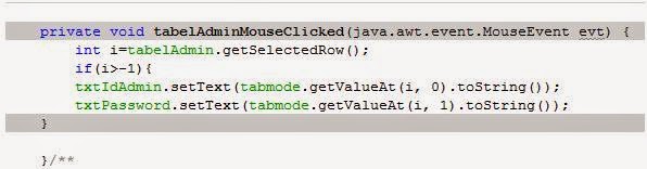 Mengaktifkan Mouse Click Pada Desain Tabel Atau Jtable Java Dekstop