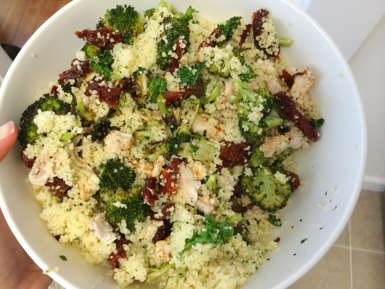 couscous with chicken, broccoli, & sundried tomatoes WellTraveled Wife