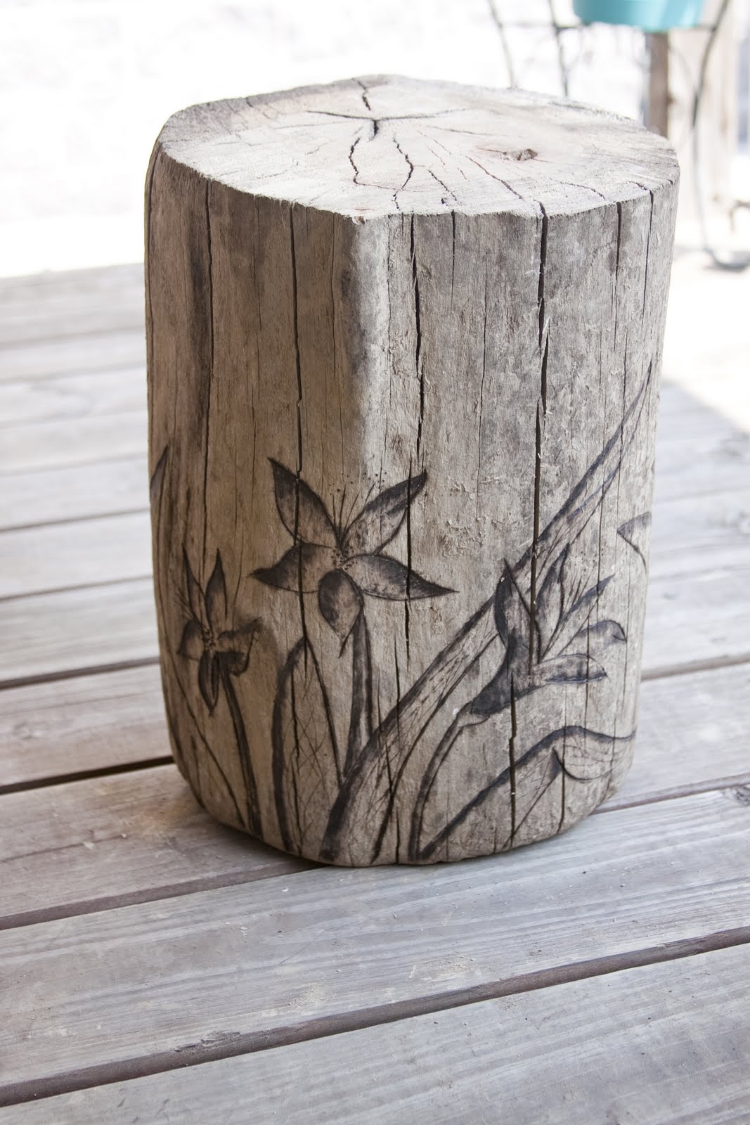 Bellawillow Shop Blog Driftwood Lily Garden Stump Stool