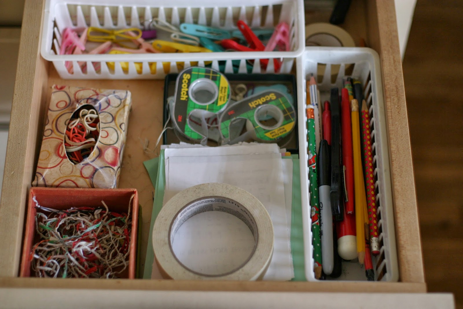 Thrift at Home Found Containers as Drawer Organizers