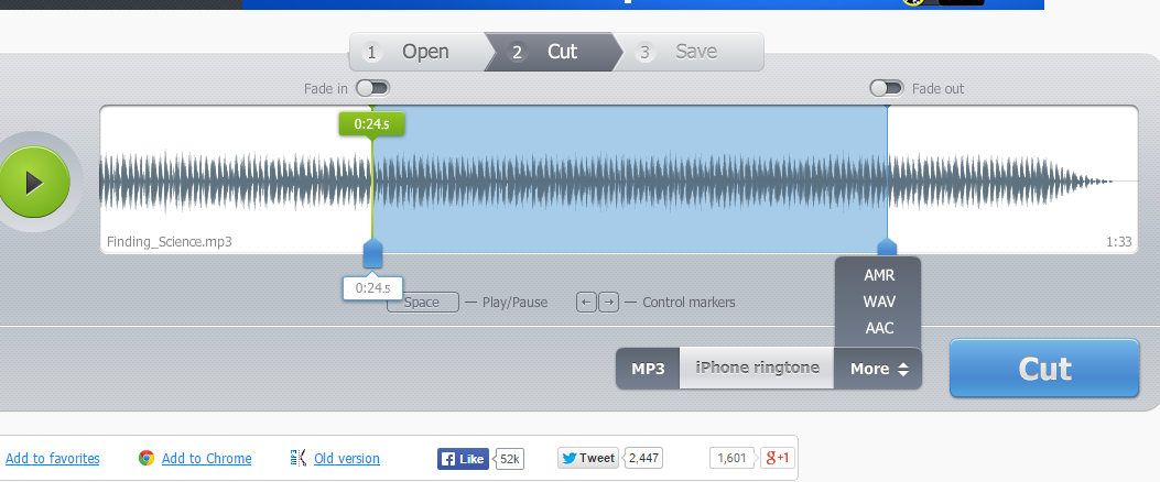 موقع لتقطيع وقص المقاطع الصوتية بدون برنامج