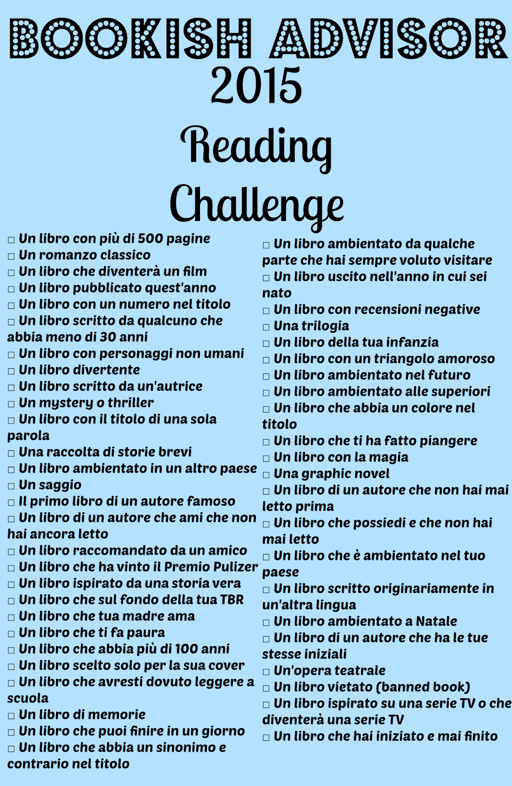 Bookish Advisor 15 Reading Challenge