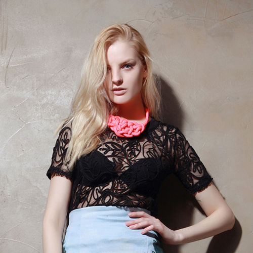 Korean Women's Fashion: Storets Neon Braided Rope Necklace