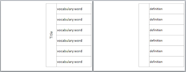 Math Vocabulary Book Template