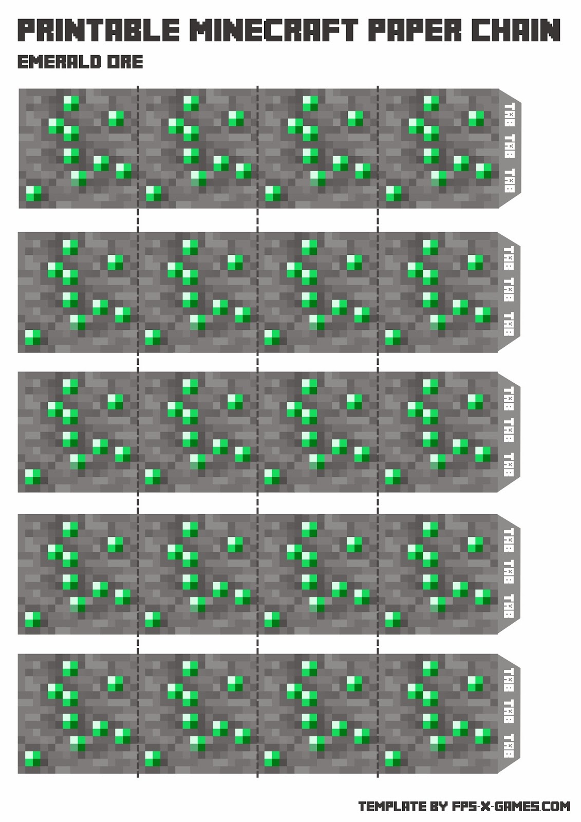 Minecraft Papercraft Chain - Emerald Ore
