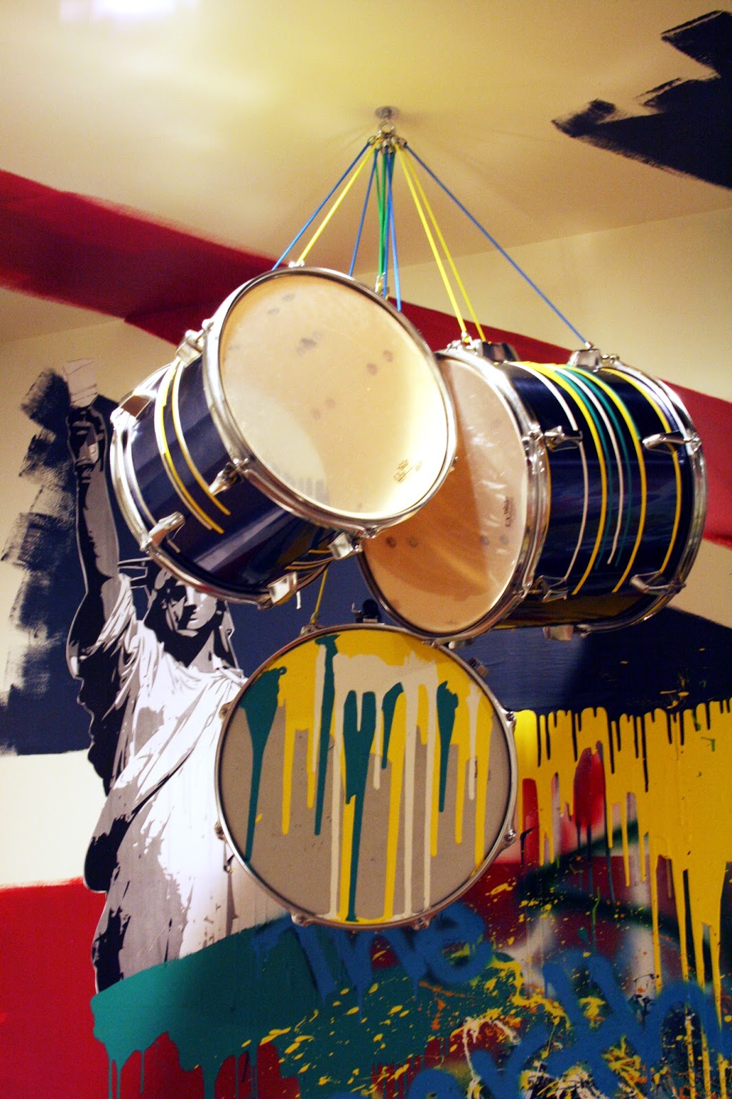 Blog Studio Cultivate The Beatles Union Jack Rock And Roll Painted Wall Mural Drum Set Chandelier