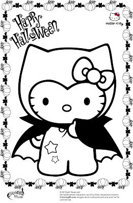 Hello Kitty Halloween Coloring Pages