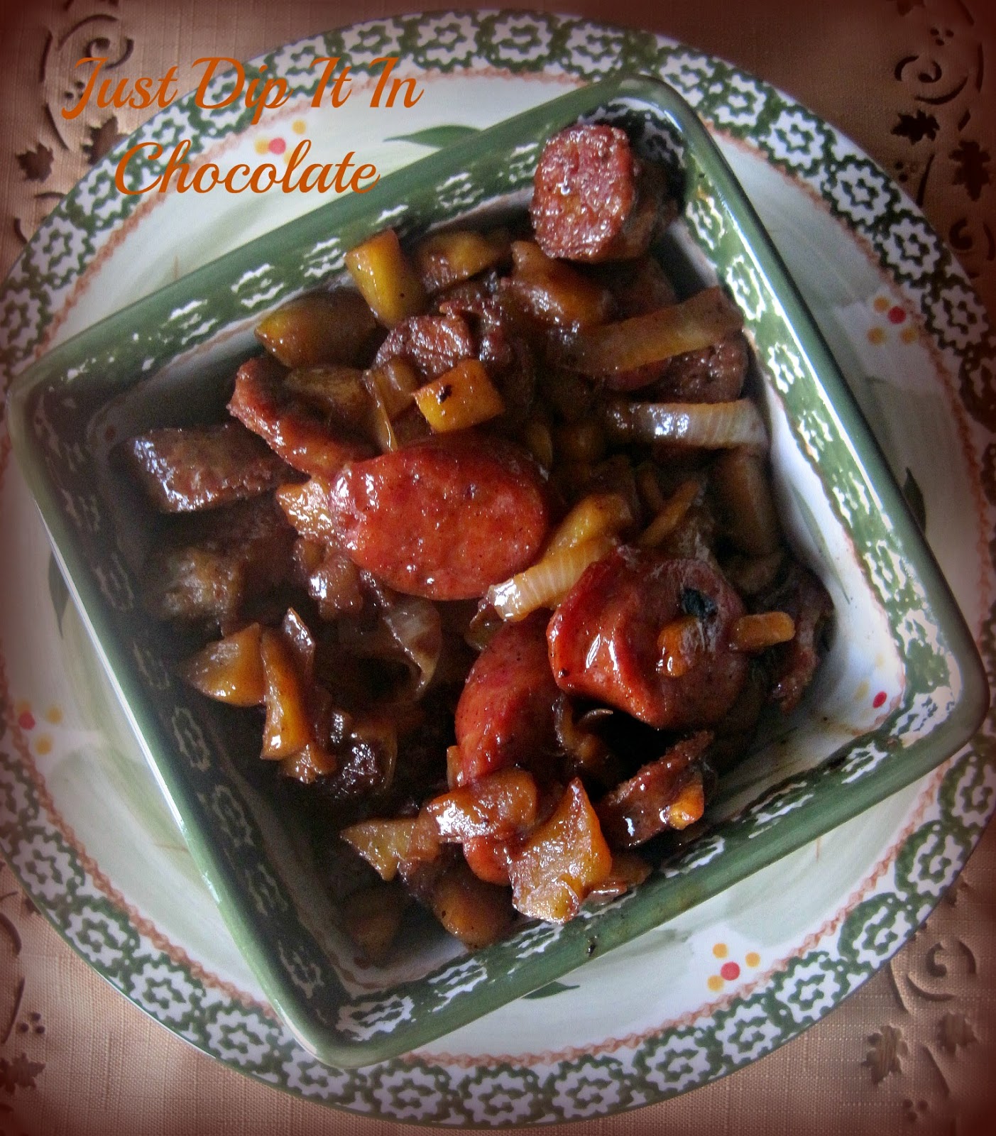 Just Dip It In Chocolate Kielbasa on Beer and Fresh Apples Sauce