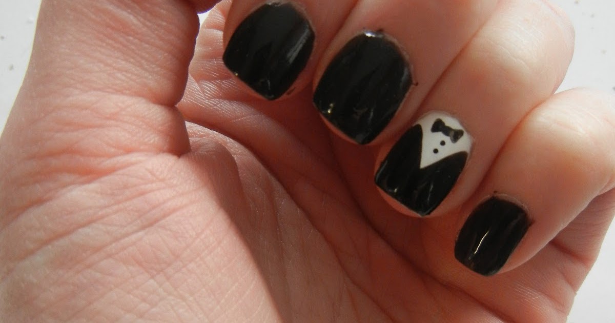 6. Tuxedo Nail Design for Short Nails - wide 4