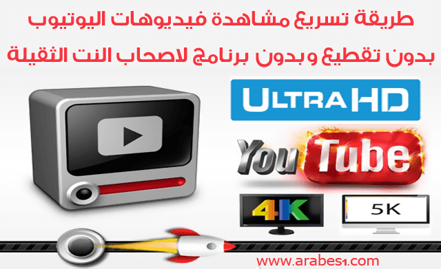 كيفية تسريع و مشاهدة فيديوهات اليوتيوب بجودة HD ULTRA 5K 4K