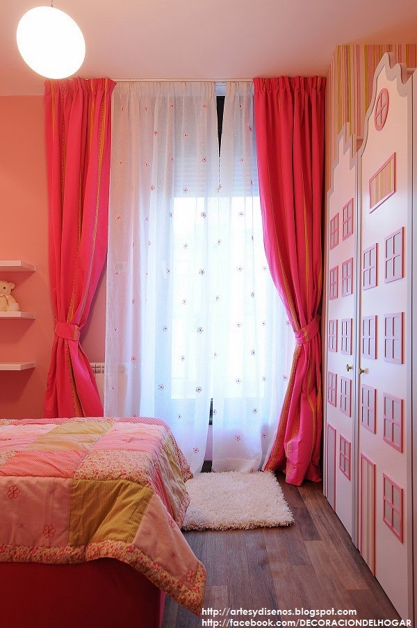 Dormitorio Rosa con Verde Para una Chica Señorita