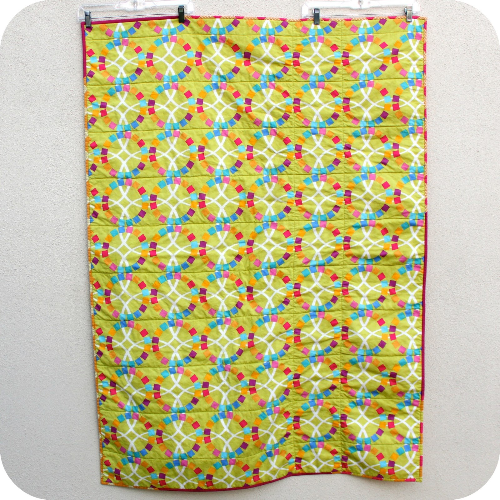 Sewing Over Pins Finished Pink & Gray Stripe Baby Quilts