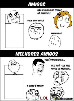 Quando estou doente: Amigos VS Melhores amigos tirinhas de memes