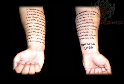 Writing tattoos on arm
