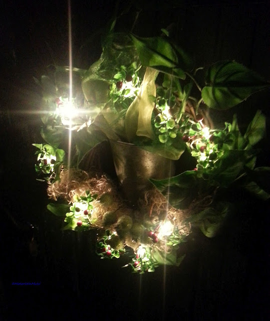 Fall wreath for cottage door with battery operated lights