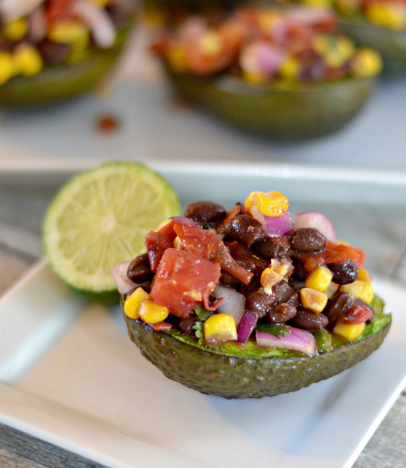 Black Bean and Tomato Salsa Topped Grilled Avocados Building Our Story
