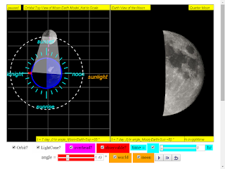 when day =7, it is quarter moon click
                  to run: EJSS Moon Phases Model offline: DOWNLOAD,
                  UNZIP and CLICK *.html to run source: EJSS SOURCE
                  CODES original author: Todd Timberlake, lookang author
                  of EJSS version: lookang