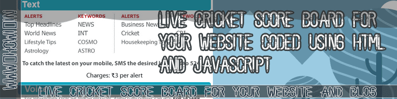 Live Cricket Score Html Code For Your Website And Blog Howi In