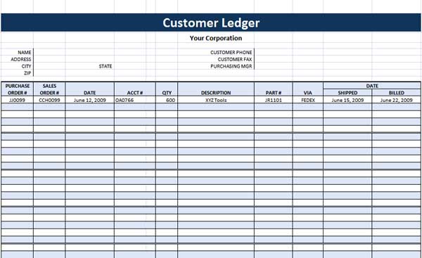 Ms Excel General Ledger Template