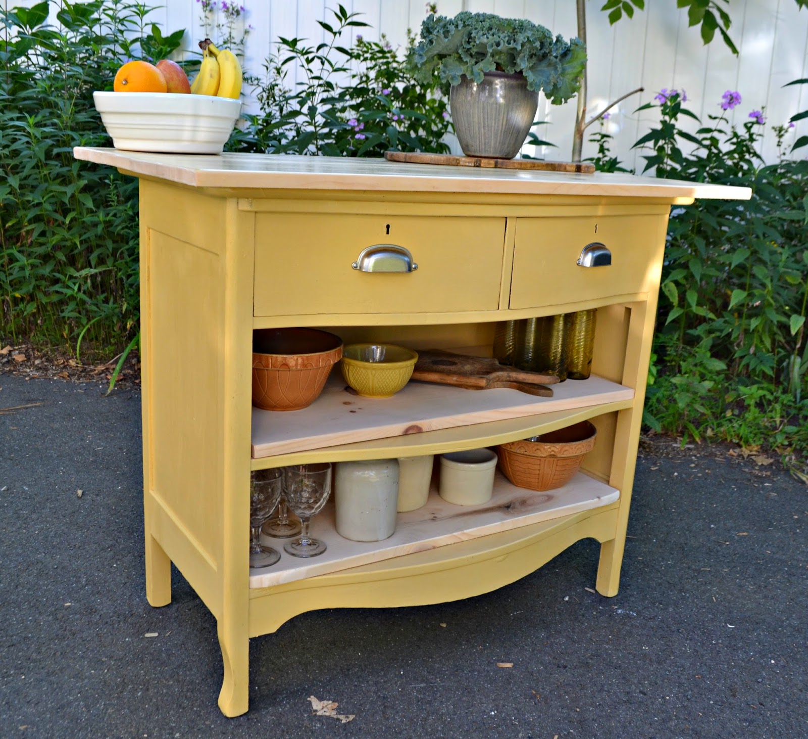 Heir and Space Antique Dresser Turned Kitchen Island