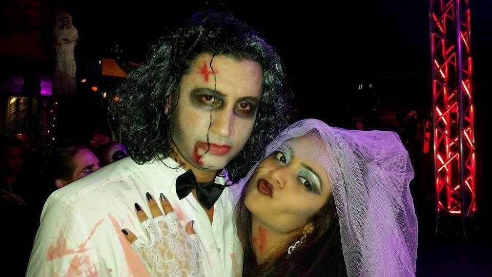 Seattle Halloween 2014, Zombie couple, zombie bride and groom, best halloween costumes, seattle  bollywood halloween, zombie bride, zombie groom, scary couple, dead couple