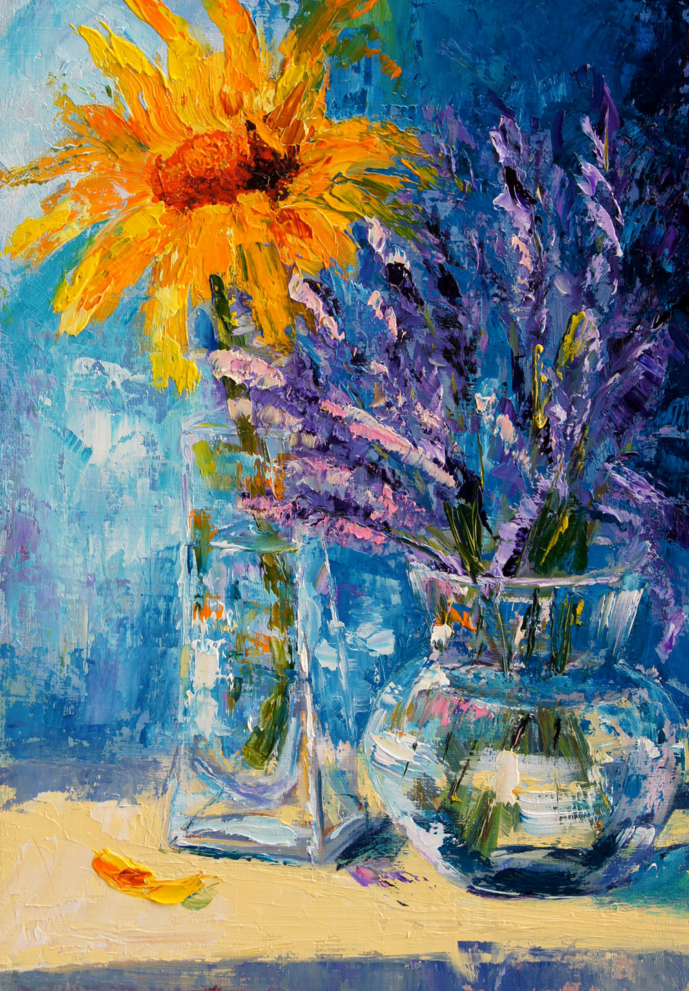 Palette Knife Painters, International "A taste of summer" sunflower