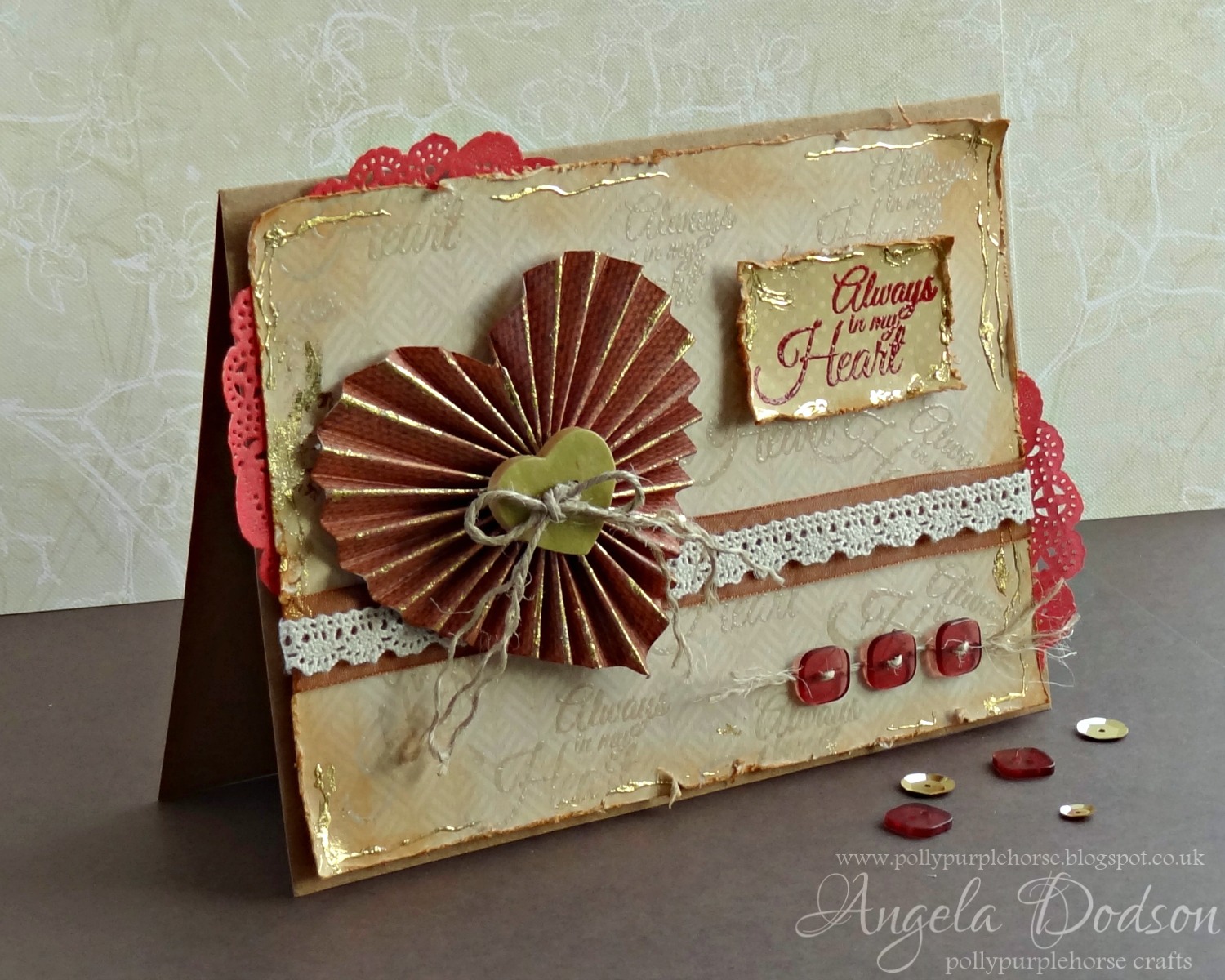 Pollypurplehorse is crafty Accordion Heart Card