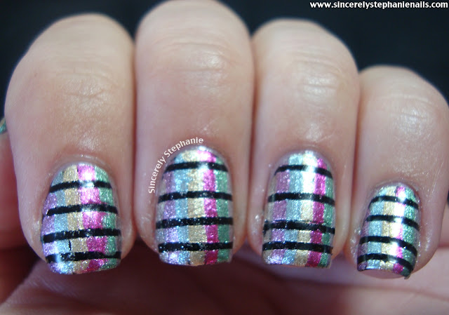 horizontal and vertical lines nail art