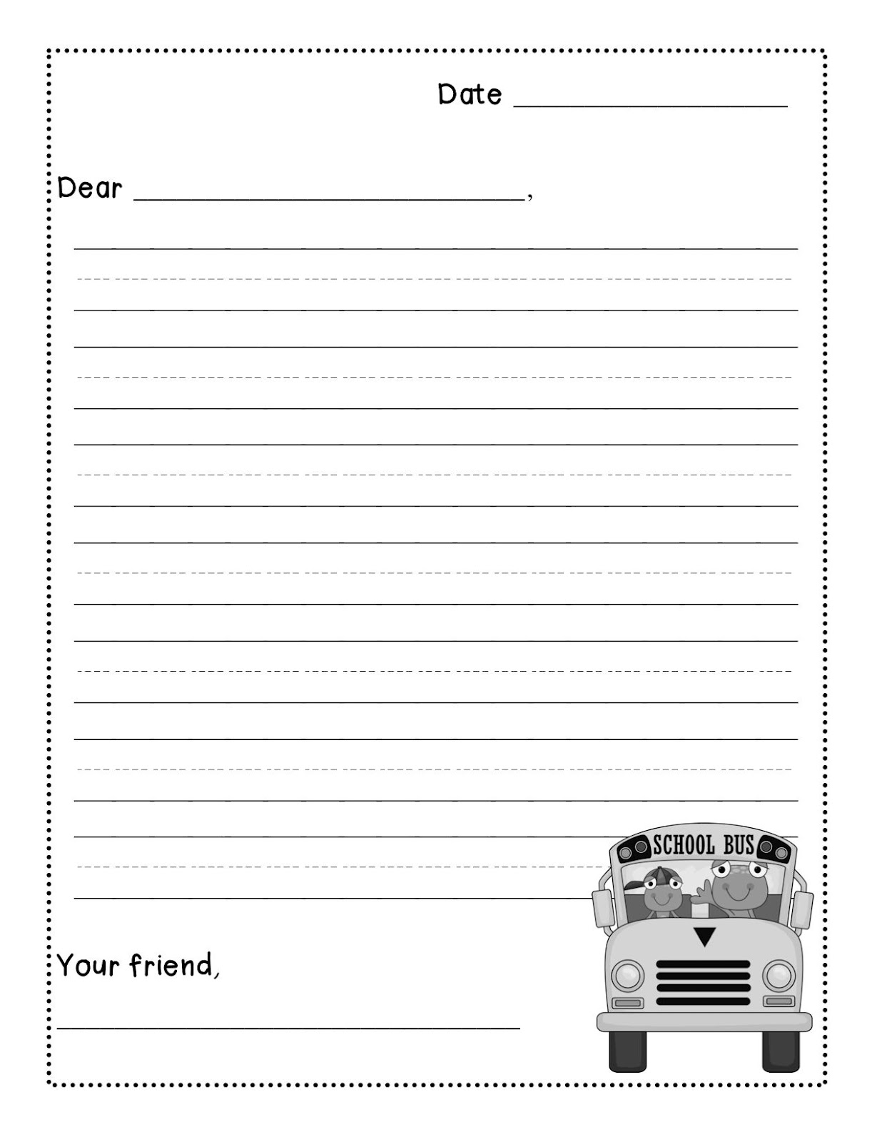 Writing a friendly letter worksheet