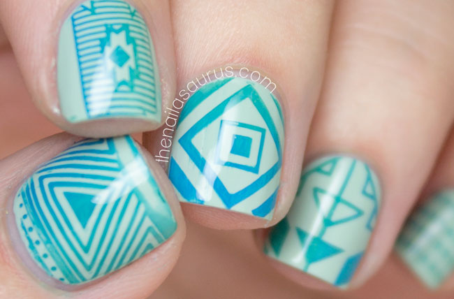 8. Tribal Print Nail Art with Stamping - wide 4
