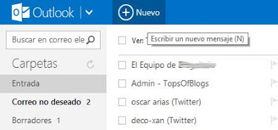 nuevo correo en outlook