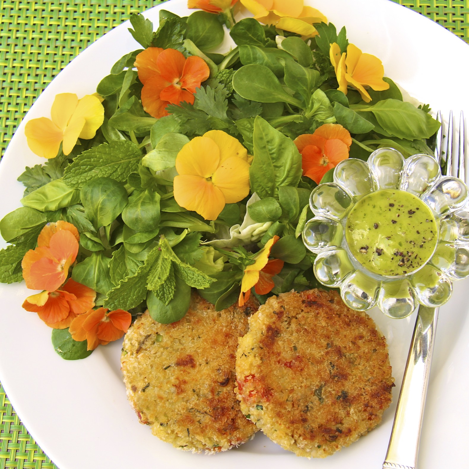 Quinoa Cakes w/ Goat Cheese and SlowRoasted Tomatoes The Café Sucre