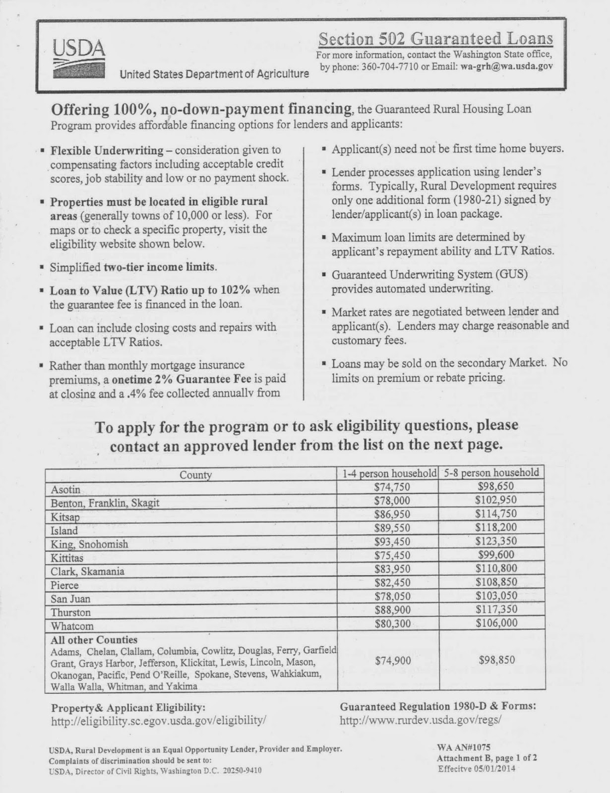 Rainier Lions Club USDA 502/504 Direct Programs Rural Grants and Loans