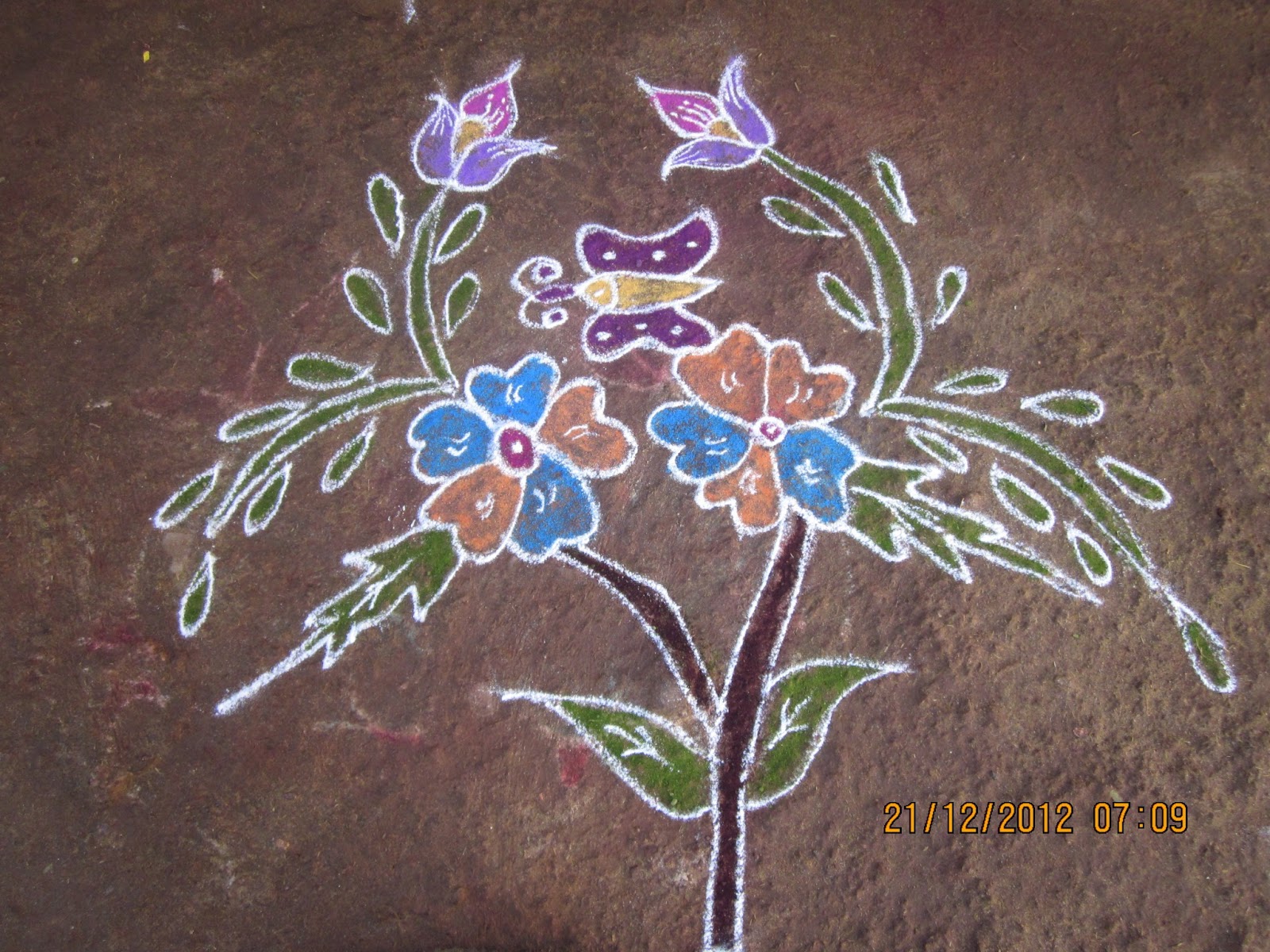 Beautiful Kolam and Painting: Flower Kolam