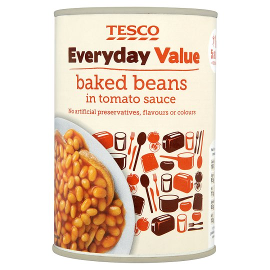 Tesco Everyday Value Baked Beans Tin, 420g for £0.24