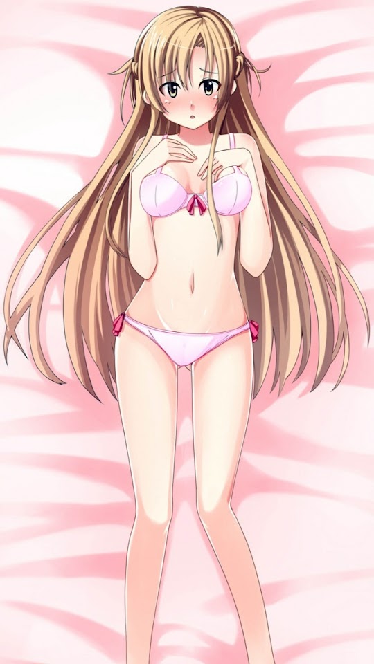   Long Hair Anime Girl Pink Bikini   Android Best Wallpaper