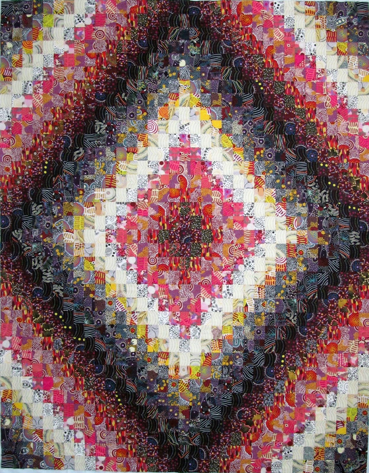 Exuberant Color Australian fabric Trip Around the World quilt top