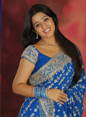 Tollywood Actress Charmi Blue Saree Photos