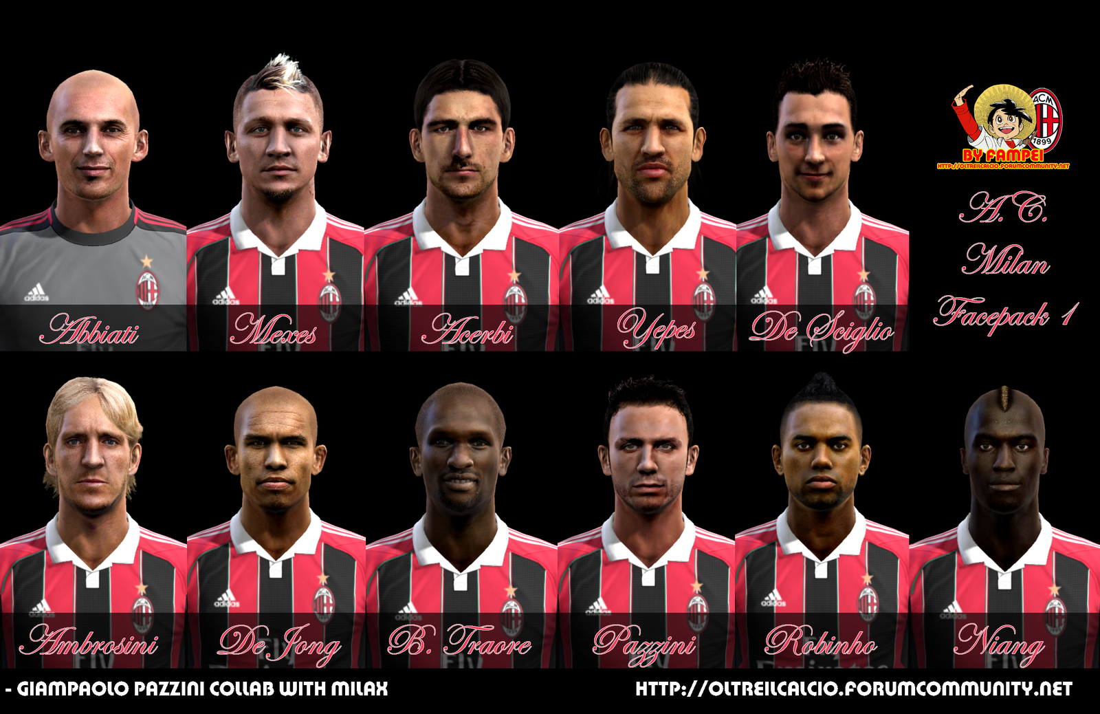 Milan Facepack | 11 Faces - PES 2013