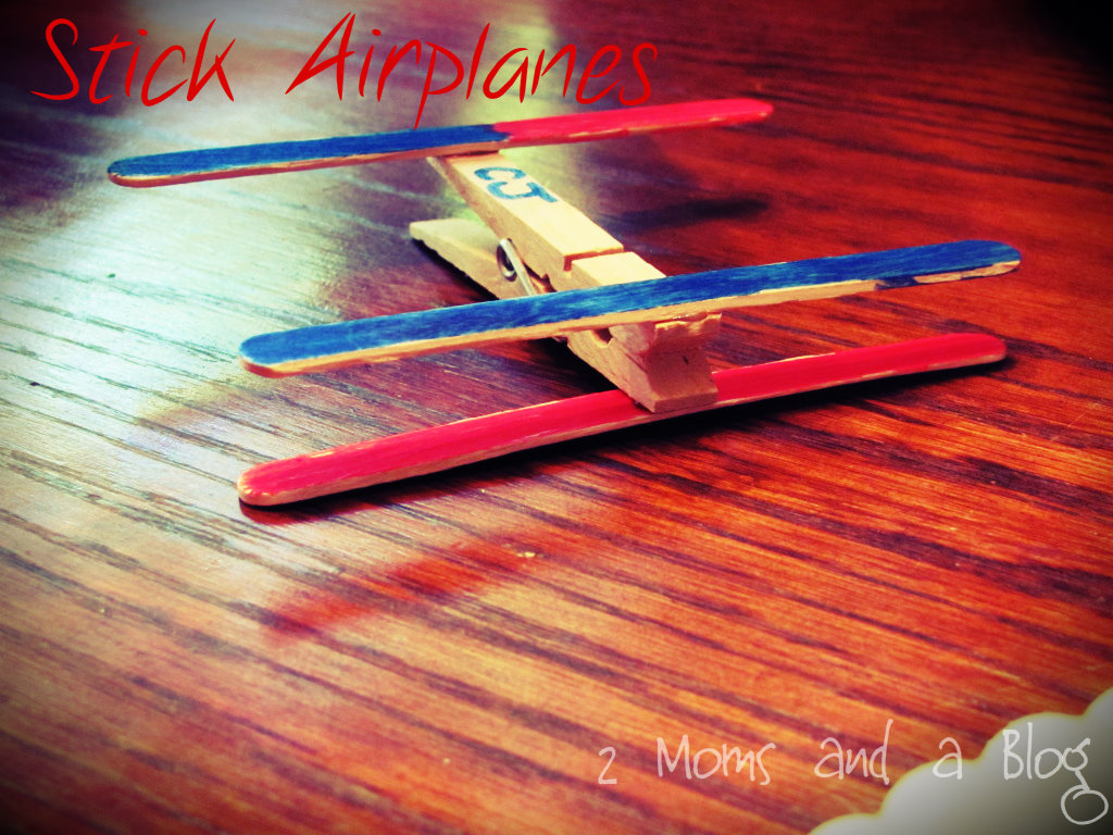 2 Moms and a Blog Pinterest Inspired Stick Airplanes