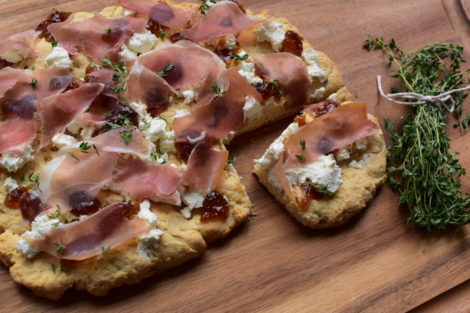 Quick Focaccia with Goat Cheese, Fig Jam and Prosciutto Chef Jen