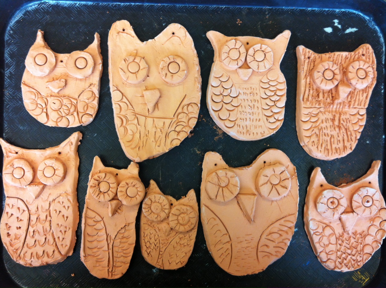 Art Room with a View Clay Owls...in process