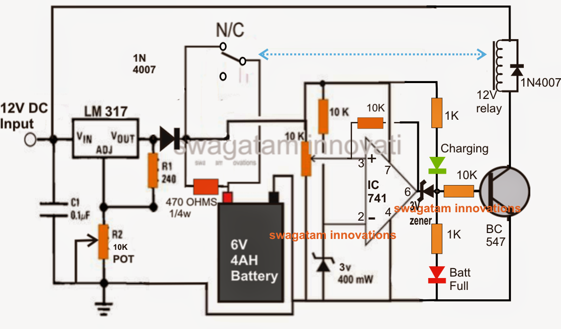 make a v ah automatic battery charger circuit without using a, circuit diagram