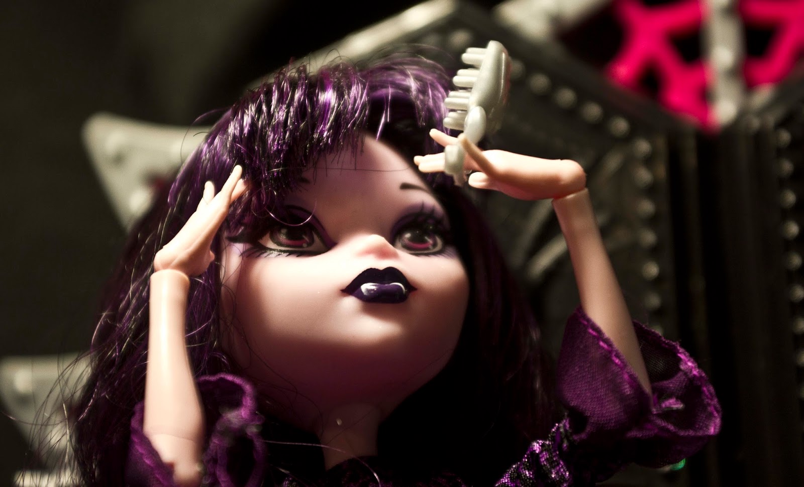 monster high doll doll brushing her hair