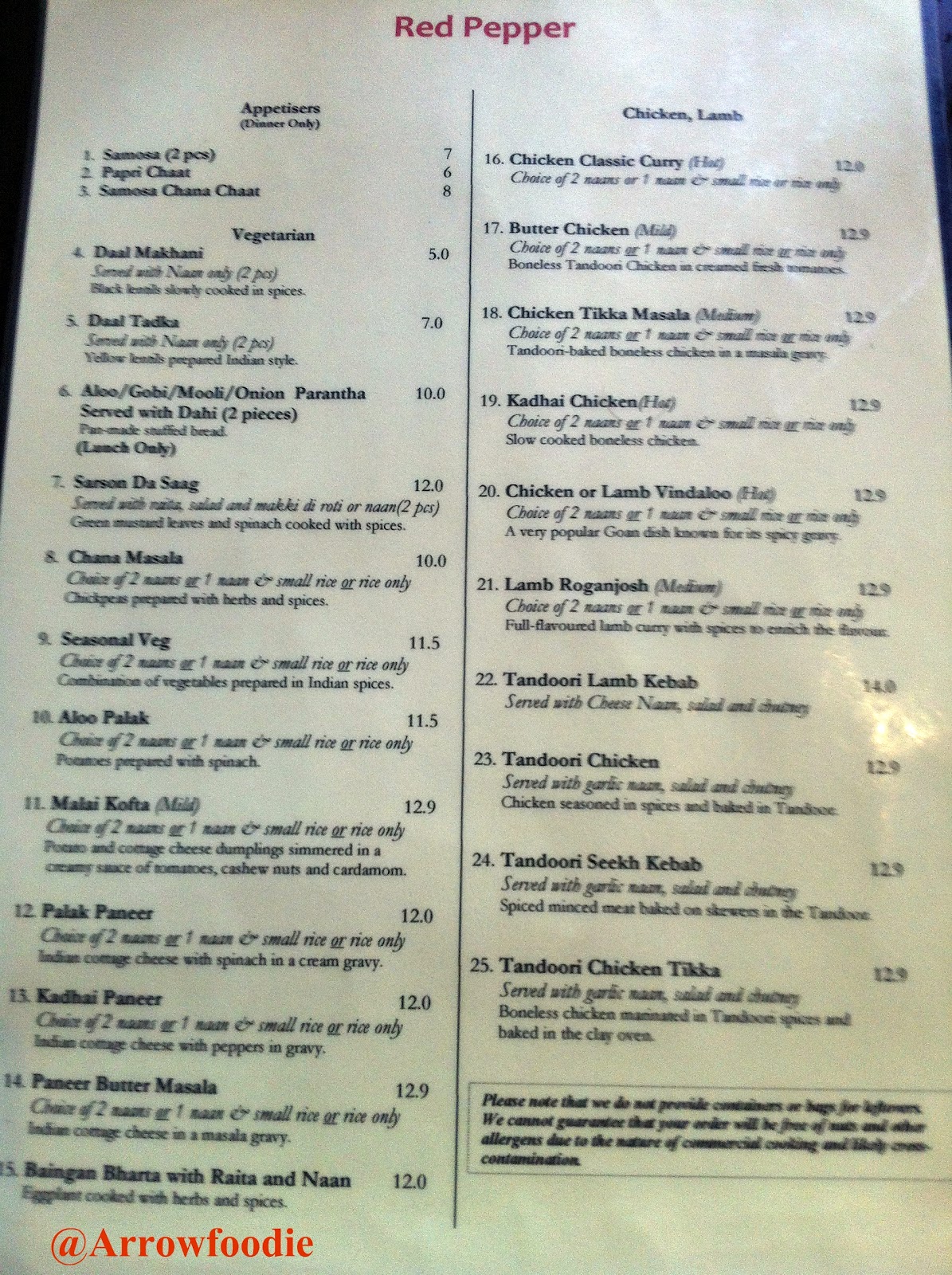 Arrow Foodie Review Red Pepper