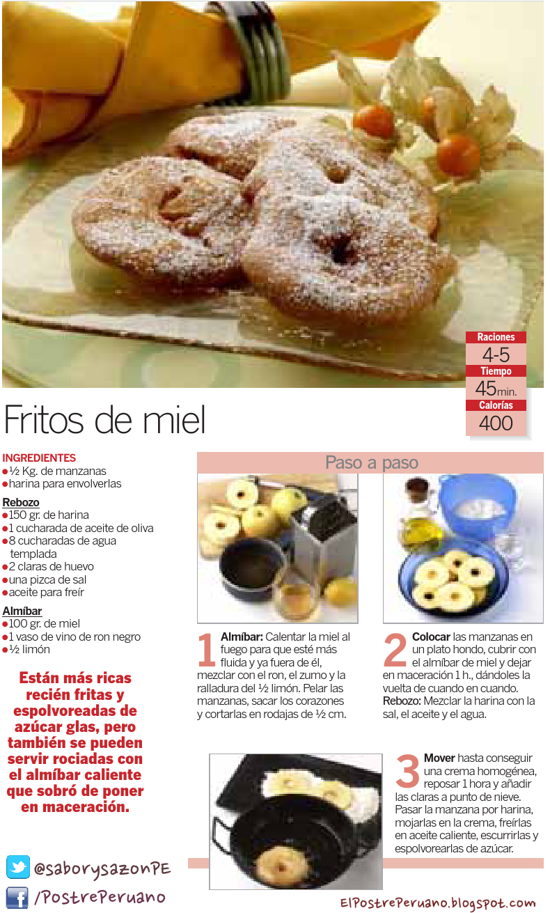 Reposteria RECETA SENCILLA DE FRITOS DE MIEL - RECIPES